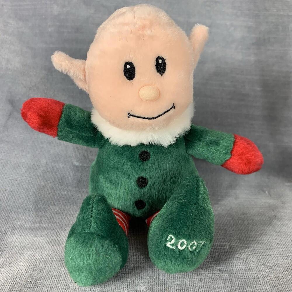 Sears Exclusive 2007 Christmas Elvin the Elf  7" Plush Missing Santa Hat